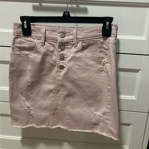 Old Navy Pink Distressed Denim Skirt